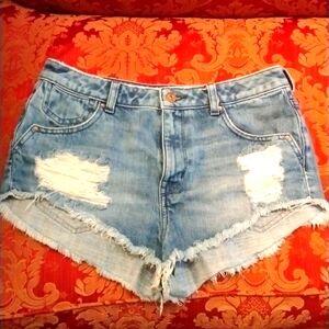DIVIDED BY H & M- High Waist Distressed Cut Off Shorts Size 8